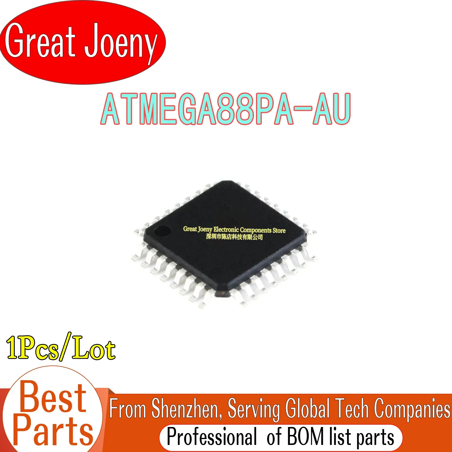 100% New Original MEGA88PA ATMEGA88PA-AU ATMEGA88PA IC MCU Chipset TQFP-32 Bulk Best Price