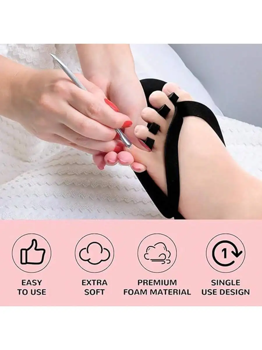 10Pairs Disposable Pedicure Slippers and Toe Separators Kit 10 Toe Separators for Women Nail Hotel Salon Spa Party