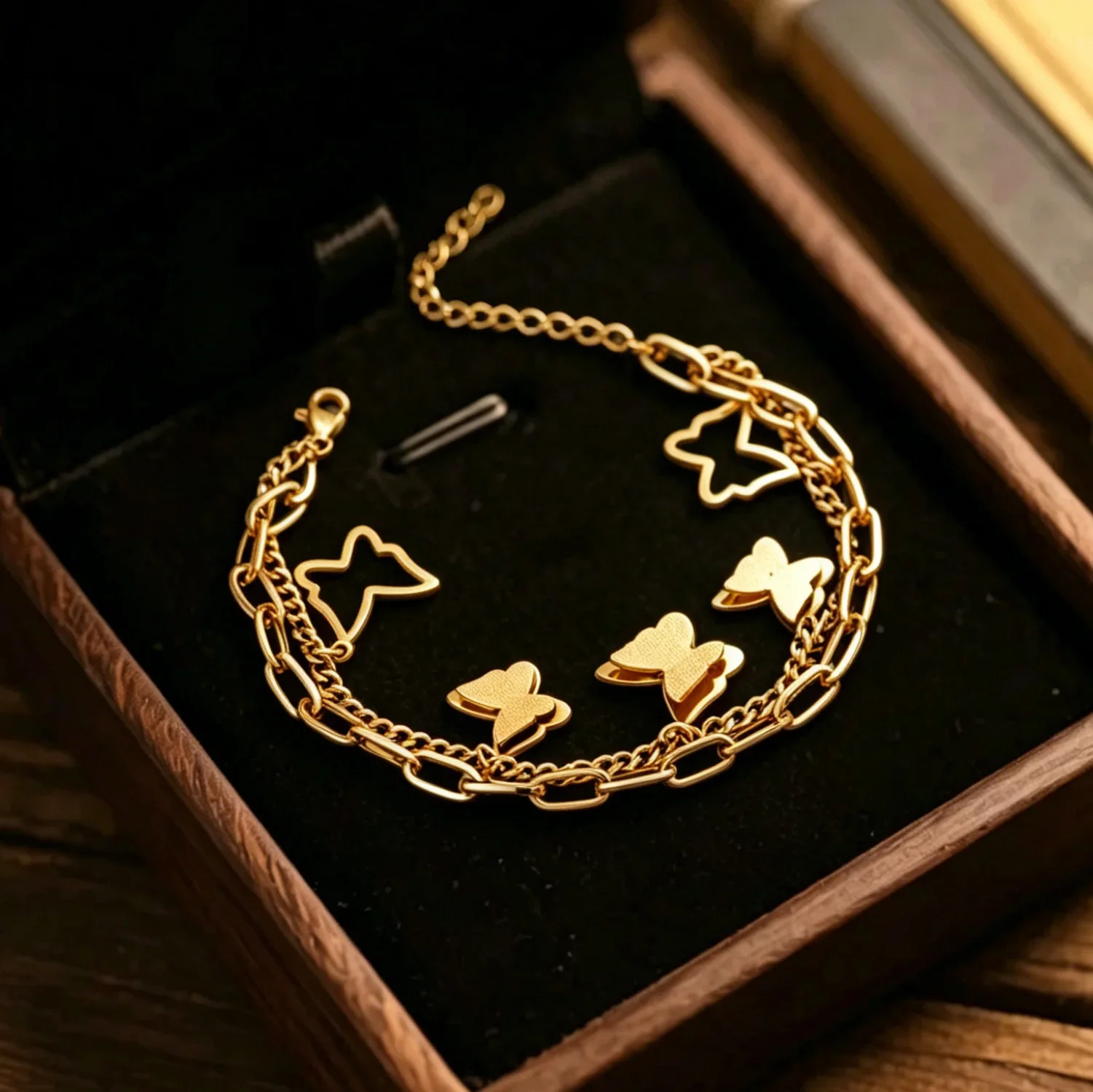Women's Stainless Steel Double Layer Chain Bracelets Jewelry, Party Gifts, and Accessories with Free Shipping Wholesale