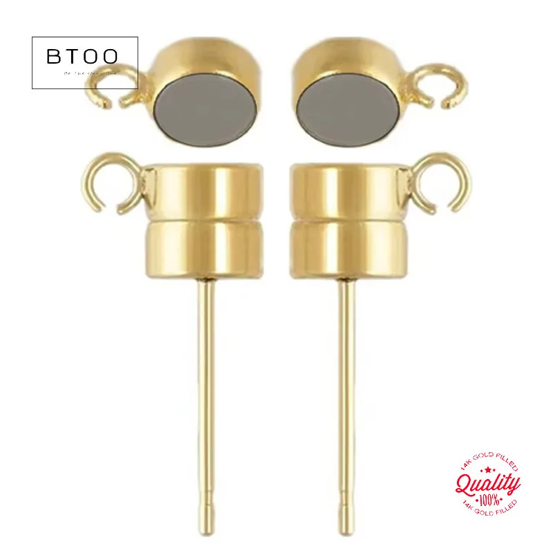 

14K Gold Filled Magnetic Post Earring with Ring 4.5mm Cap Wholesale Bulk Jewelry Findings for DIY Earring Making
