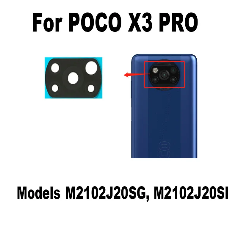 Lente de cámara trasera para Xiaomi POCO X3 PRO, cristal trasero con cubierta de marco, pegatina adhesiva NFC