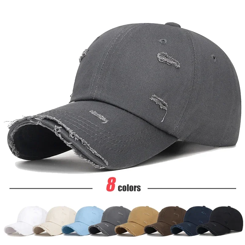 New Fashion Unisex Distressed Design Style Solid Color Cotton Baseball Cap Trucker Hat