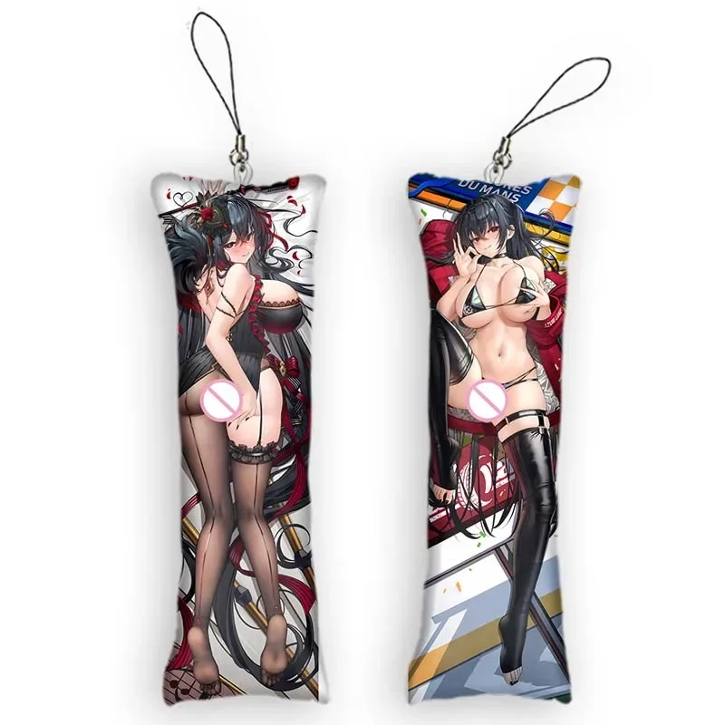 Fashion Azur Lane Mini Dakimakura Keychain Cute Anime Key Chain Taihou Sexy Beauty Small Pillow Decor Pendant Cartoon Gam