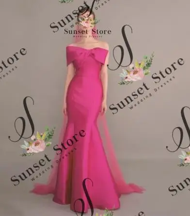 

Customized One Shoulder Women Evening Party Dresses Rib Bow Floor Length Mermaid Prom Gown New 2025