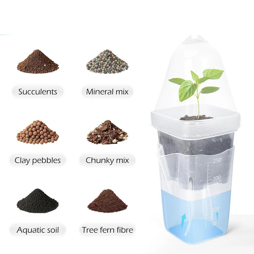 Self Sustaining Propagation Pots with 5oz Water Capacity and Visual Fill Line for Reliable Hydration Between Waterings