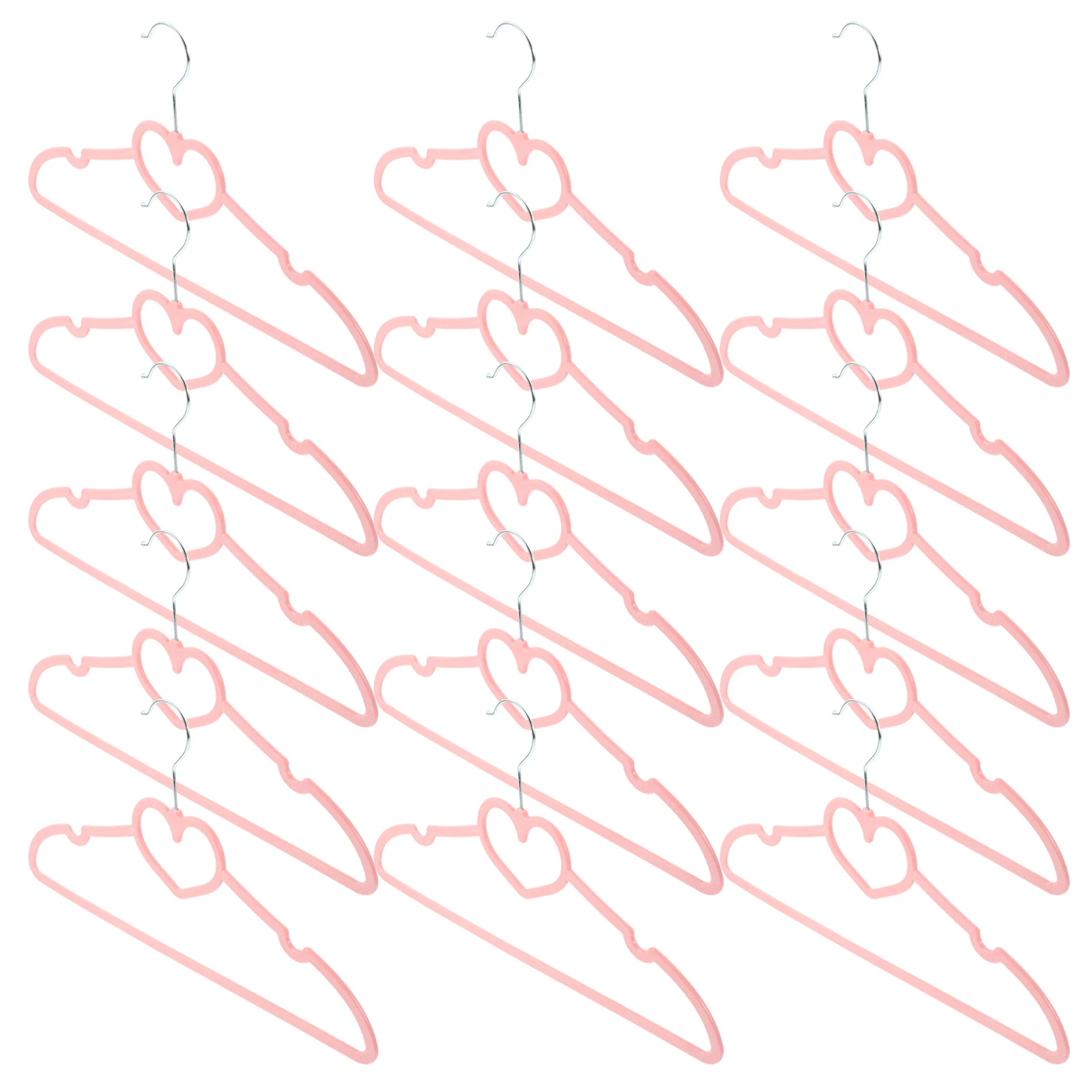 

10pcs Abs Heart Shape Clothes Coat Hanger For Home Laundry Clothing Shop Use Non-Slip Practical Hanger Pink Portable