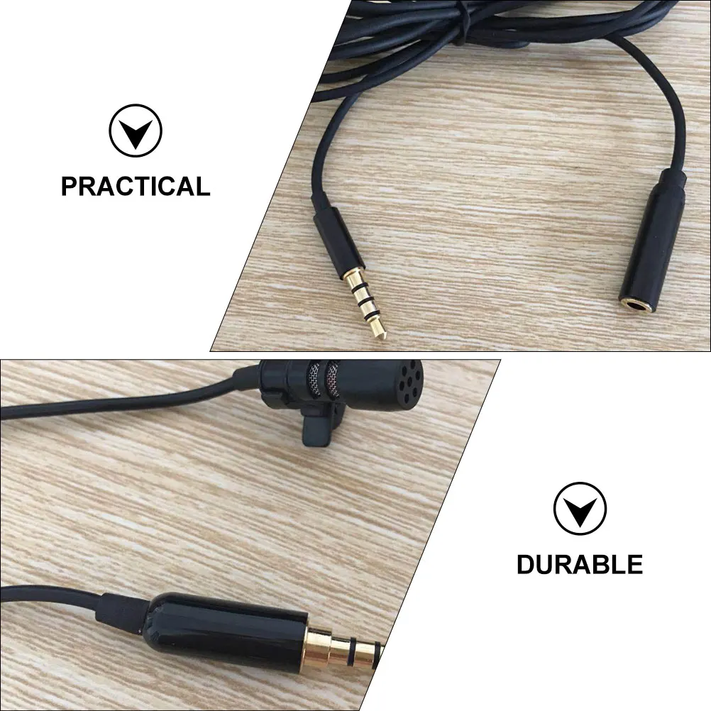 

Lapel Microphone 150cm Cord Black Clip on Lavalier Recording Tool for Live Streaming Video K Song Portable Conference Mic