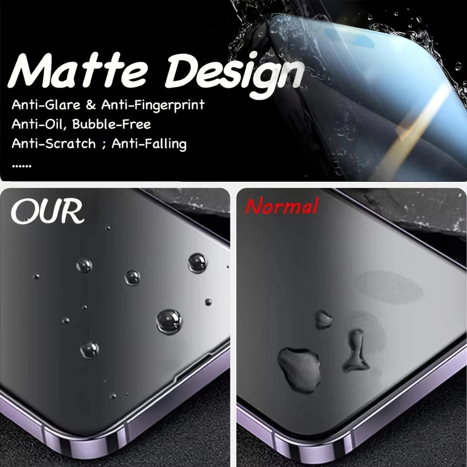 5 Piezas Película Protectora de Privacidad de Cerámica Mate para iPhone 17 18 Pro 11 12 13 14 15 16 Pro Max 7 8 Plus SE XR X XS 16e Air Anti Espía 3