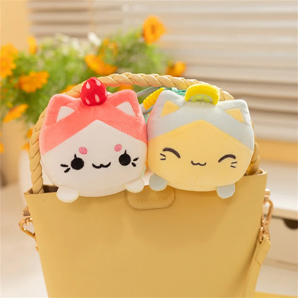 12 cm simpatico peluche frutta gatto peluche limone fragola gatto ciondolo decorazione zaino regalo Kawaii per ragazze e bambini