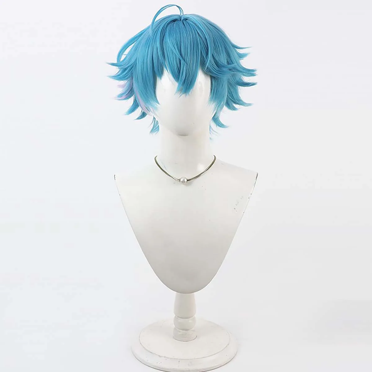 Peruka męska na Halloween, rekwizyty do gry, Cosplay Wuthering Waves, Brant, krótka niebieska peruka