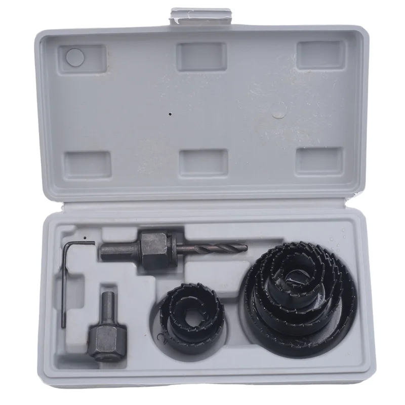 

A06R 11Pcs Hole Saw Cutting Set Kit Drilling Tool Wood Metal Cutter 19-64Mm High Quality Mandrels Saws Core Drill Bits Woodworki