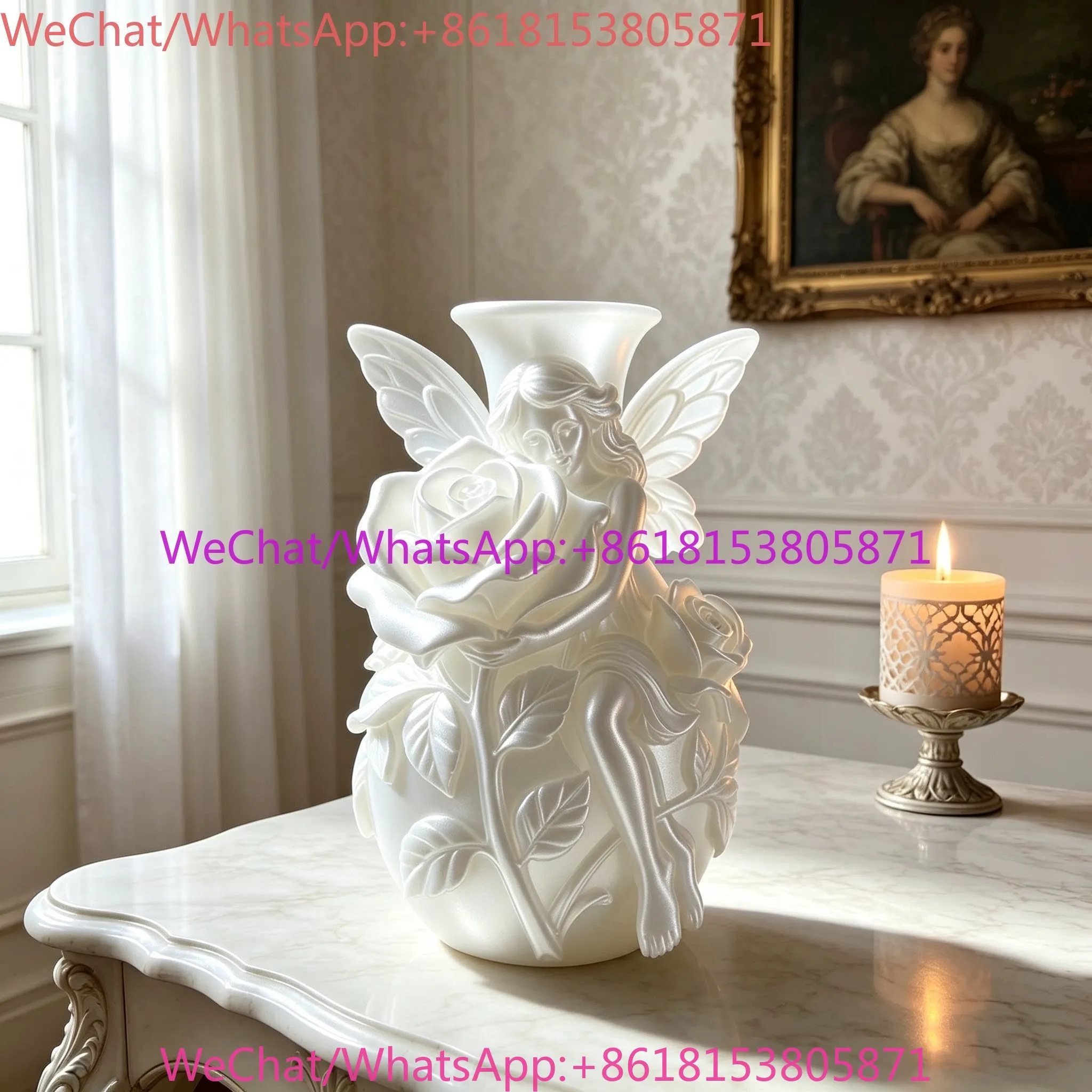 3D printing French light luxury three-dimensional relief style flower fairy rose elf vase desktop