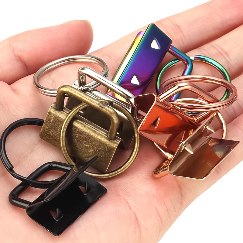 10Pcs 25mm Webbing Tail Clip Key Fob Hardware with Rings for DIY Crafts Bag Wallet Keychain Buckle Ribbon Hardware Hook Clips