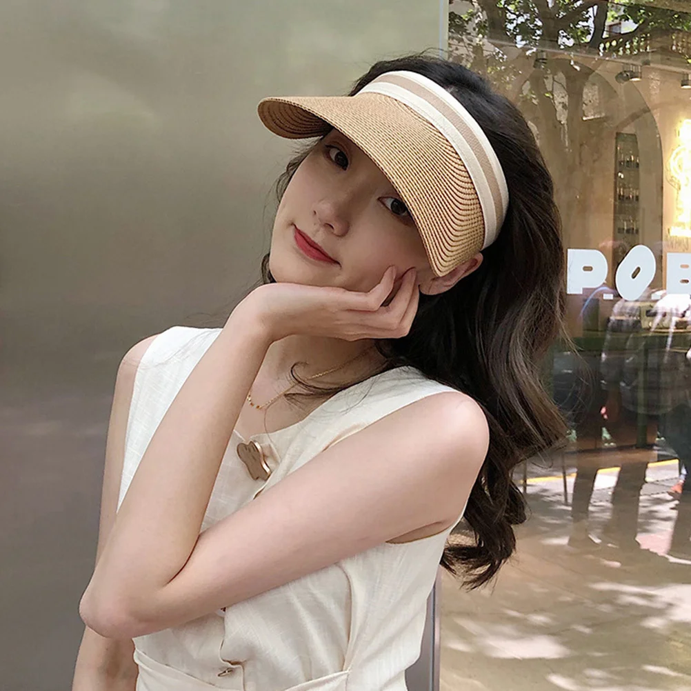 قبعة مفتوحة للحماية من الشمس للنساء بحافة واسعة للحماية من الأشعة فوق البنفسجية على الشاطئ والصيف في الهواء الطلق وصيد الأسماك والمشي لمسافات طويلة وحمام السباحة وقناع #6