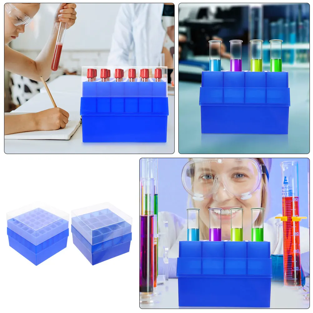 

2Pcs Lab Test Tube Freezing Box Numbered Tube Holder Storage Organizer Sampling Case Test Tubes Box