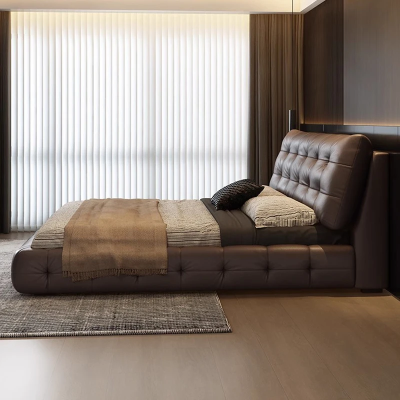 Platform Luxury Bed Wooden Simple Double Design King Size Message Bed Bedroom Children Letto Matrimoniale Trendy Furniture