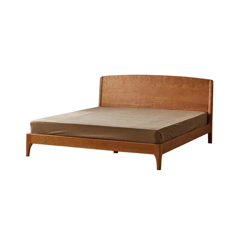 

Короткая кровать из вишневого дерева, скандинавский японский стиль, маленькая квартира, главная спальня, двуспальная кровать, кровать из цельного дерева 1,8 метра