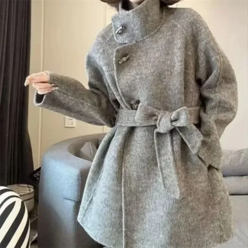

Double-Sided Woolen Coat For Women In Autumn And Winter 2025 New Hepburn Style High-End Mid Length Jacket