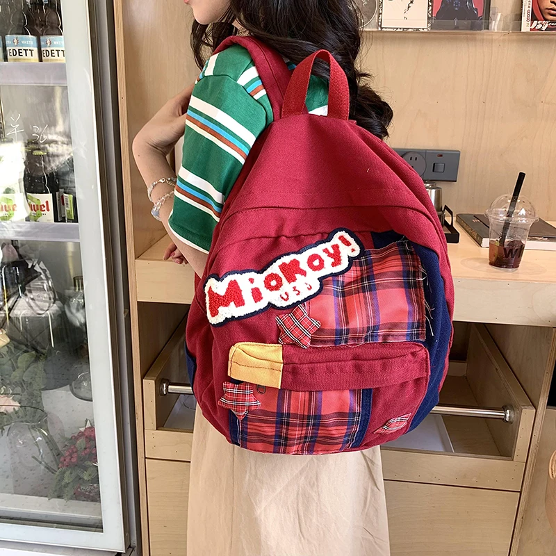 

Large Capacity Nylon Retro Zipper Backpacks Youth Embroidery Schoolbags for Women 2024 Basic Style Casual Bolsas Femininas