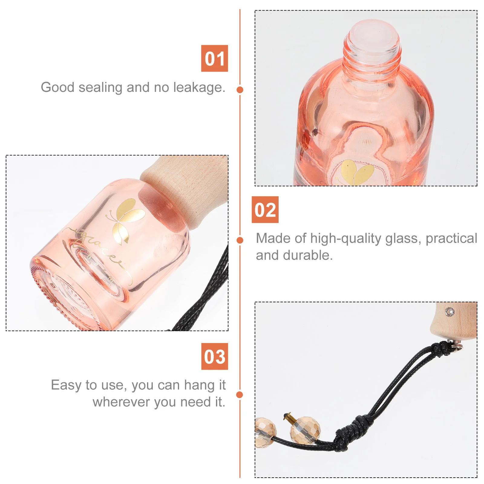 

1Pcs Car Perfume Bottle Pendant Creative Glass Essential Oil Container Hanging Decoration for Home Car Ornament Gift