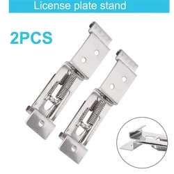 1 Pair Car License Plate Frame Holder Trailer Number Plate Clips Spring Loaded Stainless Steel Bracket Truck Frame Holder Clamp