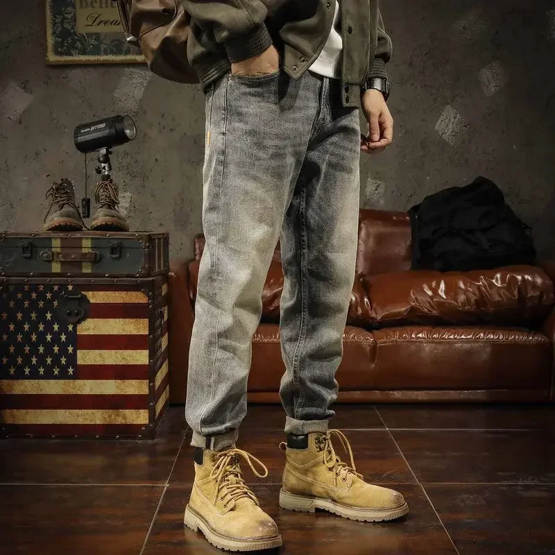 

Hip Hop New Rock Tapered Trousers Jeans for Men Work Wear Man Cowboy Pants Regular Aesthetic 2024 Fashion Stacked Denim Luxury