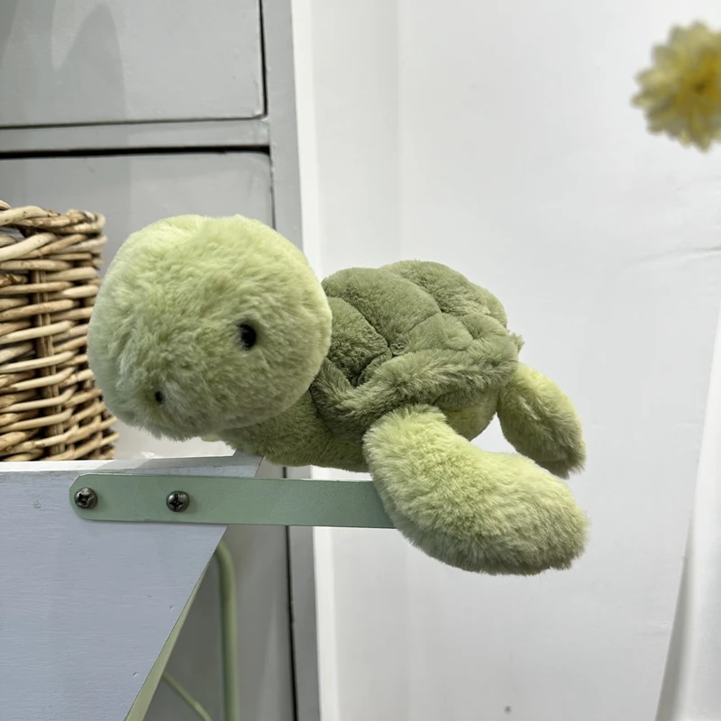 Cute Fluffy Green Turtle Plush Toy Soft Sea Tortoise Stuffed Animal Doll Home Sofa Decor Birthday Gift for Kids