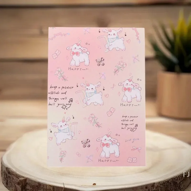 

[YU]6 Sheets Gift Wrapping Paper Colorful Wrapping Paper Sheets Cute Lamb Paper Decorative For Gifts Decorations Festivals