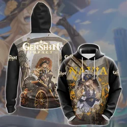 Genshin Impact Raiden Shogun Video Game All Over 3D Print O-neck Kids Hoodies Fashion Harajuku Y2k Unisex Clothing