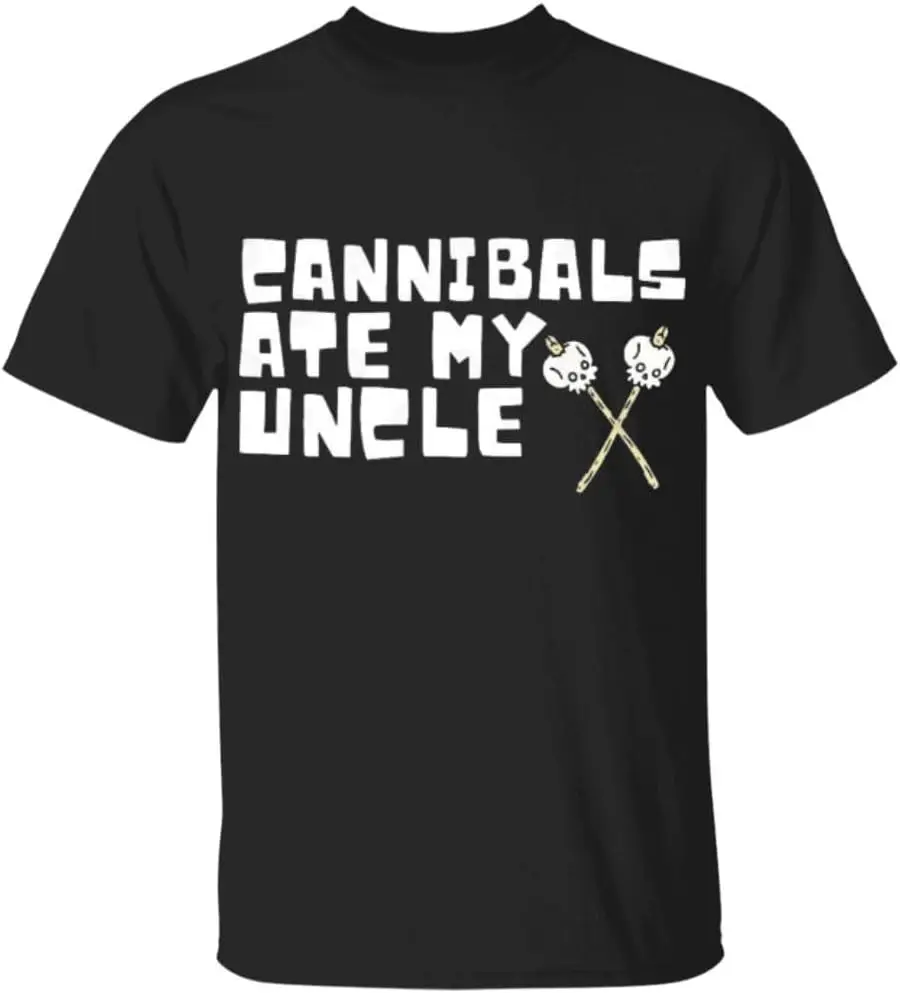 Maligera_Cannibals Ate My Uncle Biden Trump Saying Funny Unisex Black Tee 100% Cotton Streetwear High Quality