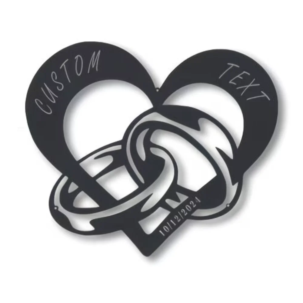 Customizable Metal Heart Wall Art with Interlocking Rings