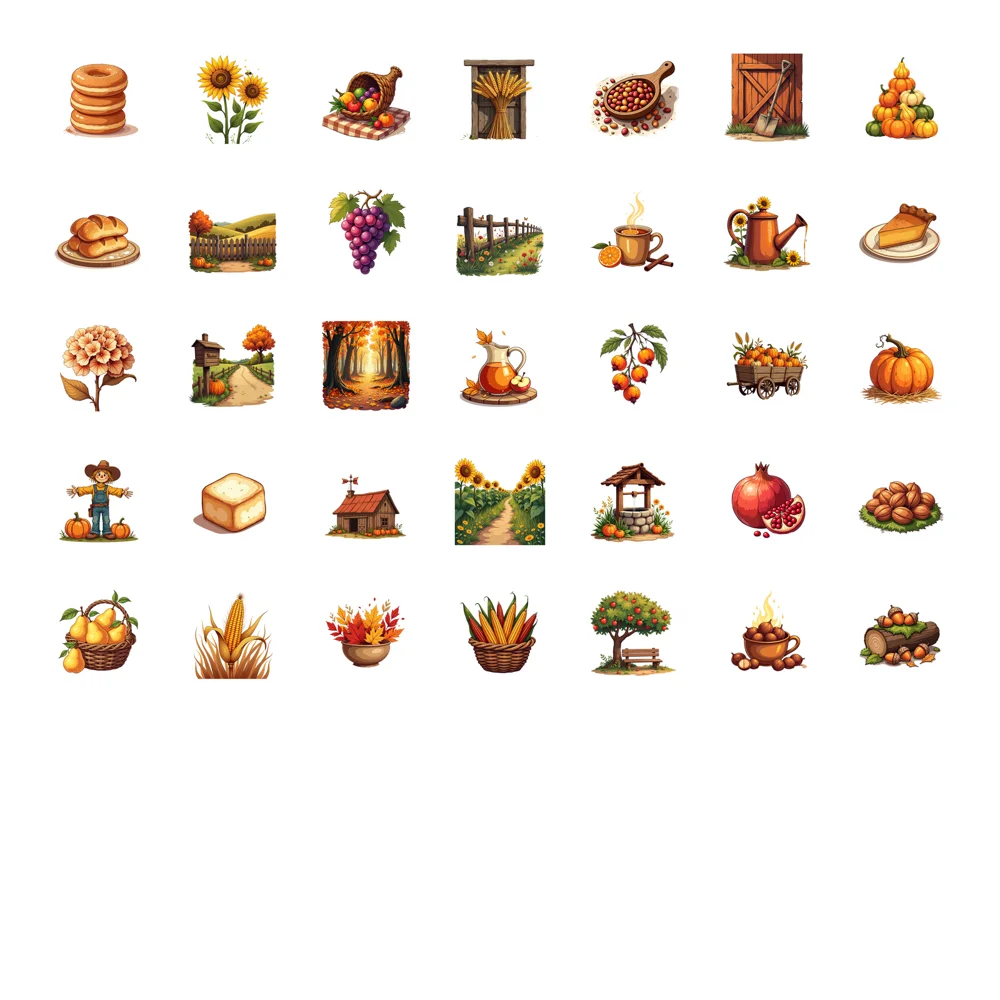 

Cartoon Harvest Autumn Sticker Waterproof for Water Bottle Laptop Phone Planner Skateboard Luggage Helmet Party Favor Decor