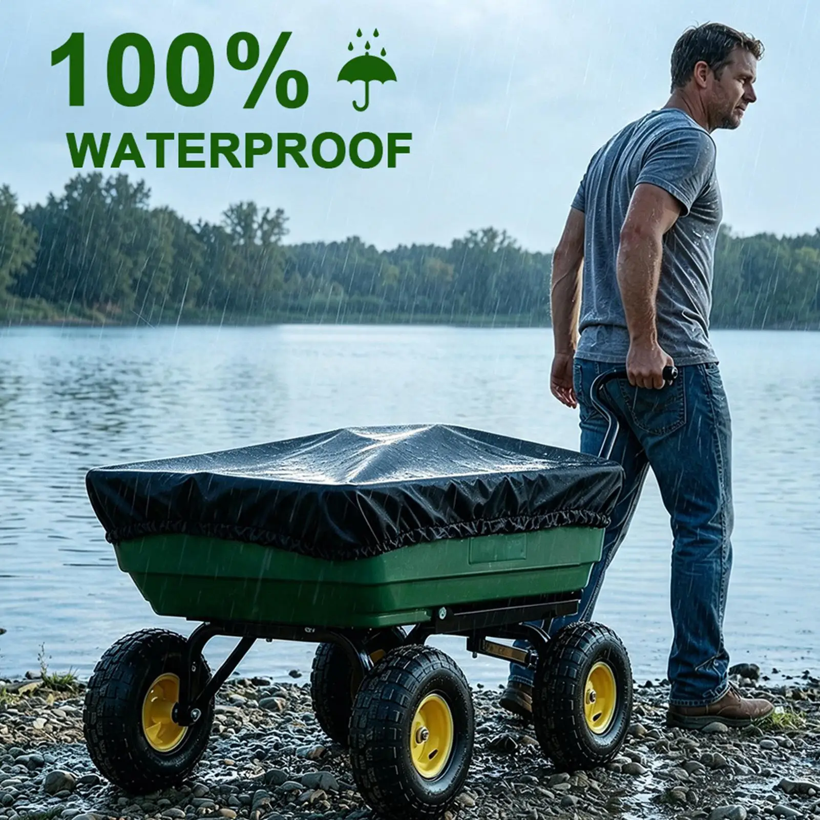 Outdoor Trailer Cover Folding Cart Waterproof Protector Tarp Dustproof Trailer Cover For Outdoor Garden Backyard Camping Patio