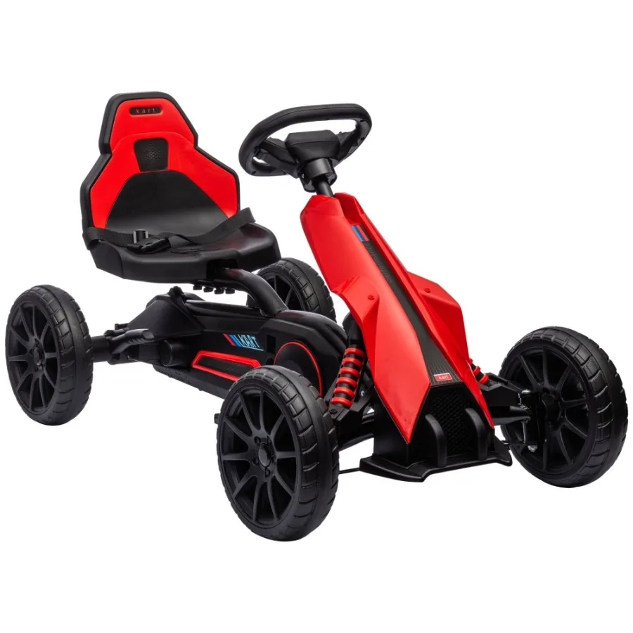 Aosom Pedal Go Kart Passeio ao ar livre em brinquedo com assento ajustável Eixo de balanço Freio de mão 4 rodas EVA antiderrapantes para meninos e meninas de idade