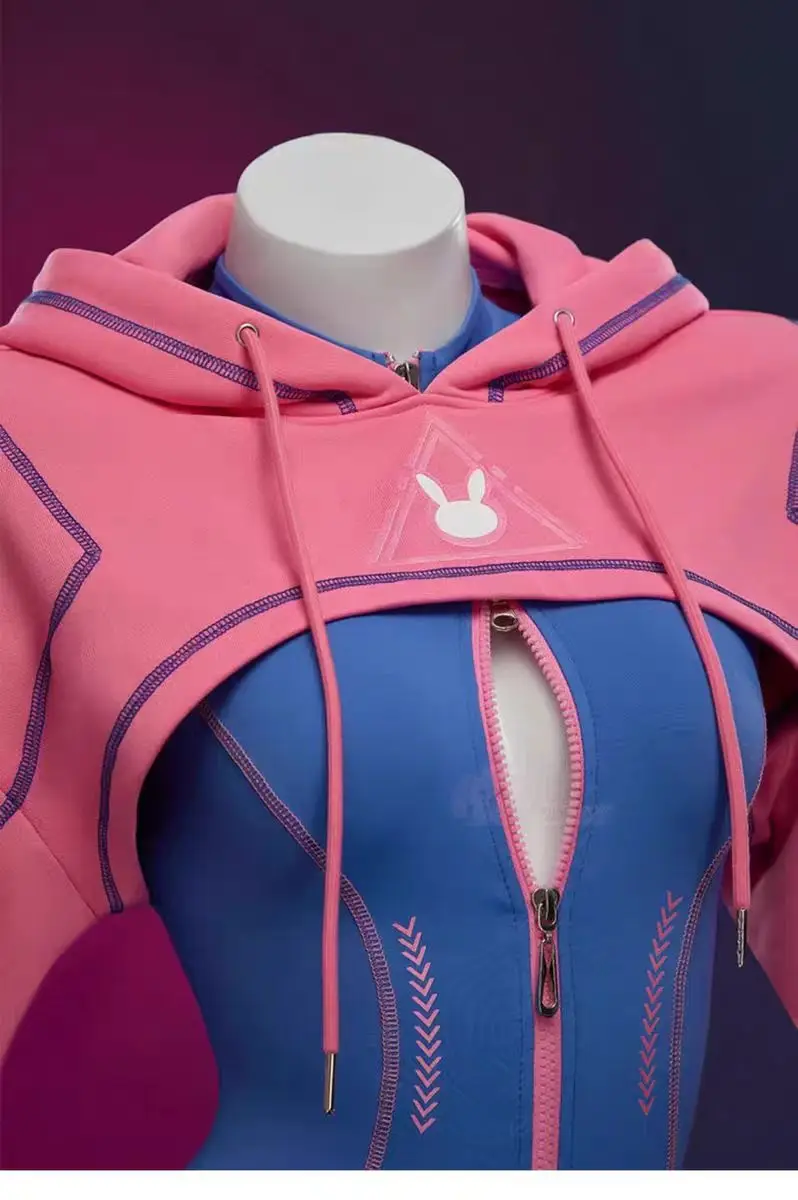 

Women Cute Hoodies Bodysuit Suit Tight fitting sports jumpsuit Halloween Clothes Game Overwatch Dva Bunny Girl Cosplay Costume