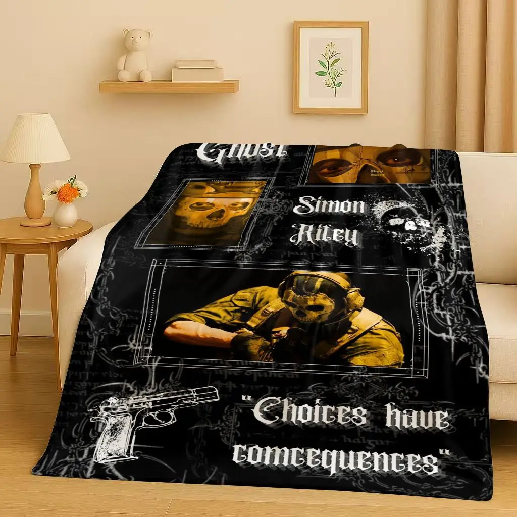 

Classic Gun Game Call of Duty COD Ghost Simon Flannel Blanket,Ultra Soft Warm Plush Throw for Home Bedroom Bed Sofa Cover Kid