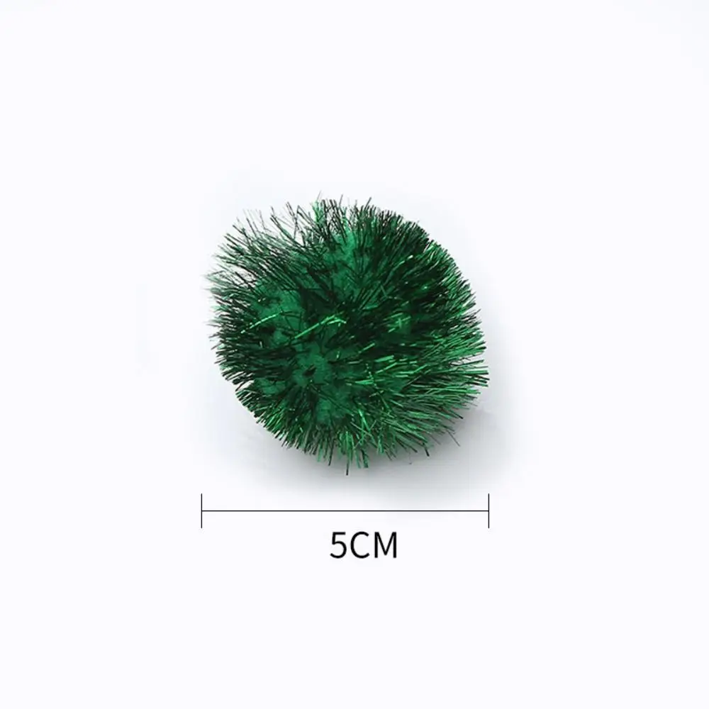 Soft Large Cat Pom Toys Balls 5CM Gilter Cat Kitten Toy Cat Sparkle Balls