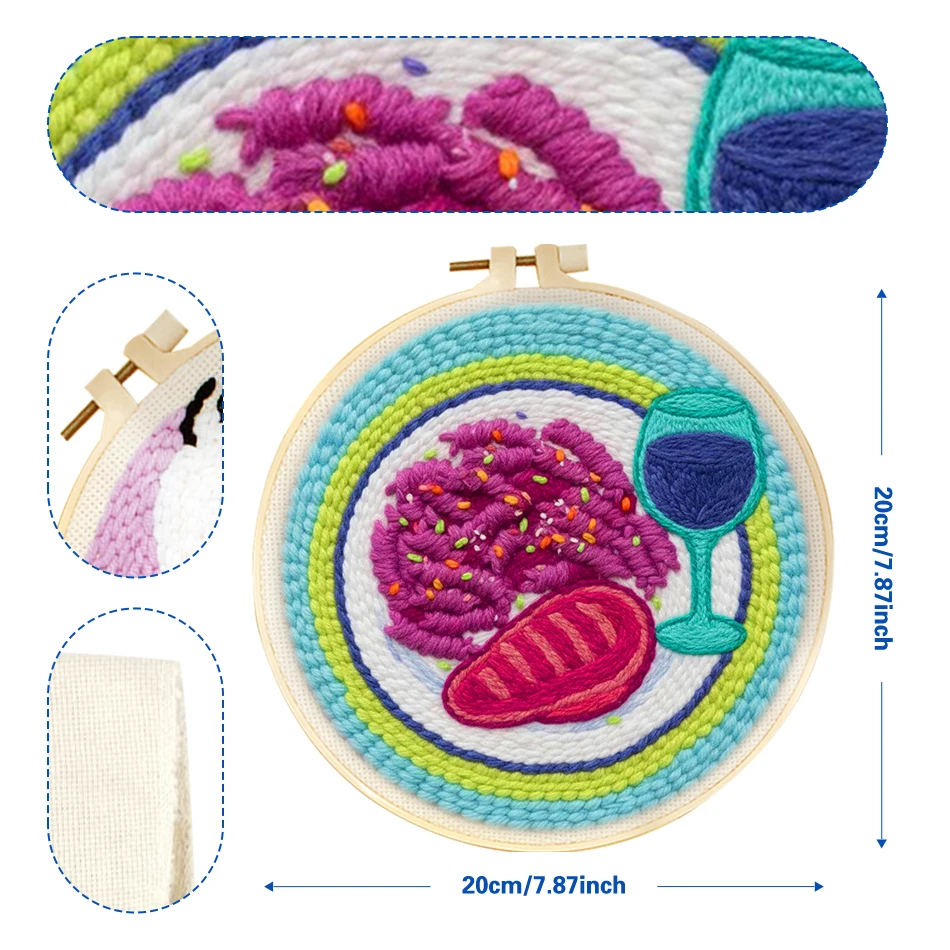 GATYZTORY punch needle embroidery package Food Wall art Tufting embroidery and creativity crafts supplies adults Yarn Home Decor view 3
