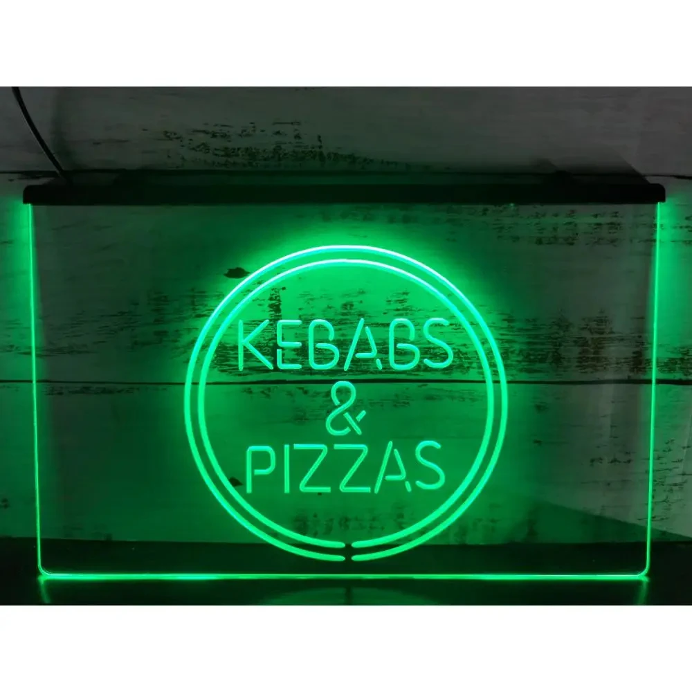 Imagem -03 - Kebabs & Pizzas Shop Cafe Led Neon Sign 3d Carving Wall Art para Casa Decorações de Quartos Bar Escritório Farmhouse Decor