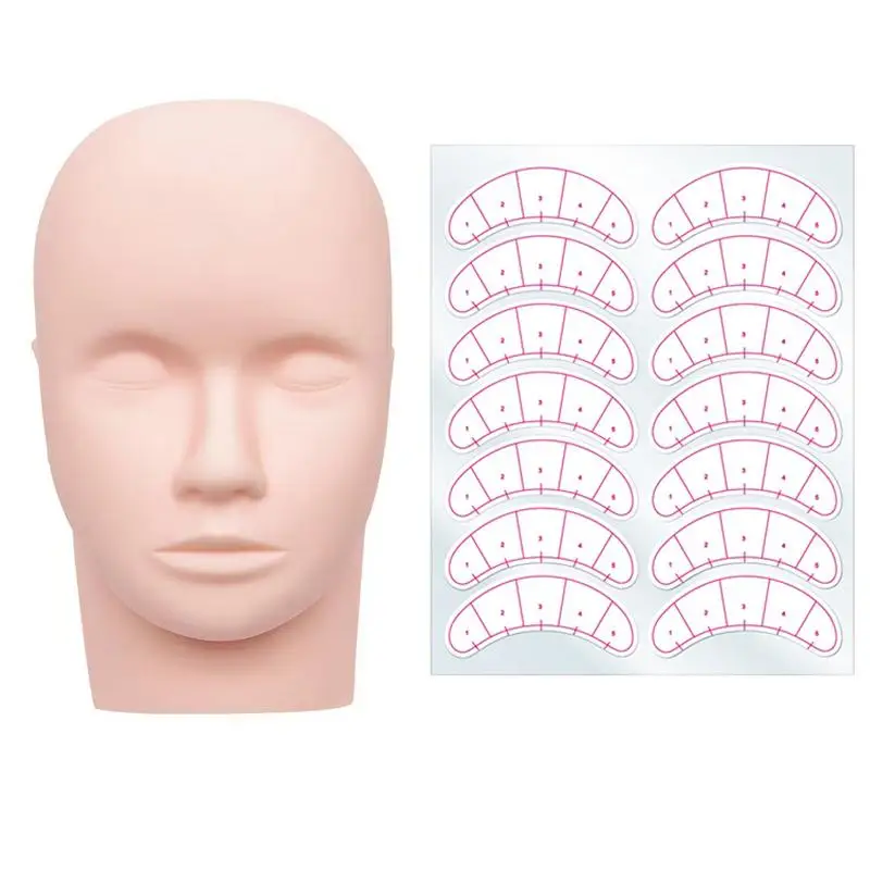 1pcs Training Head&10 sheet Lash Mapping Stickers Under Eye Facial Eyelash Extension Practice Cosmetic Dummy Professional Tool