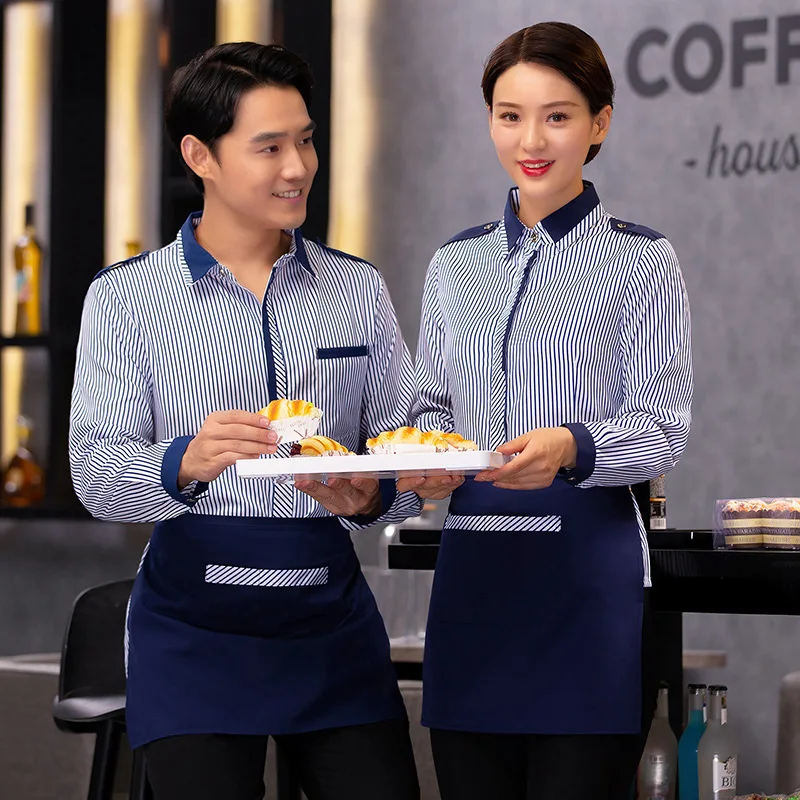 

Hotel Autumn and Winter Western Restaurant Attendant Work Clothes Long Sleeve Coffee Shop Milk Tea Hot Pot