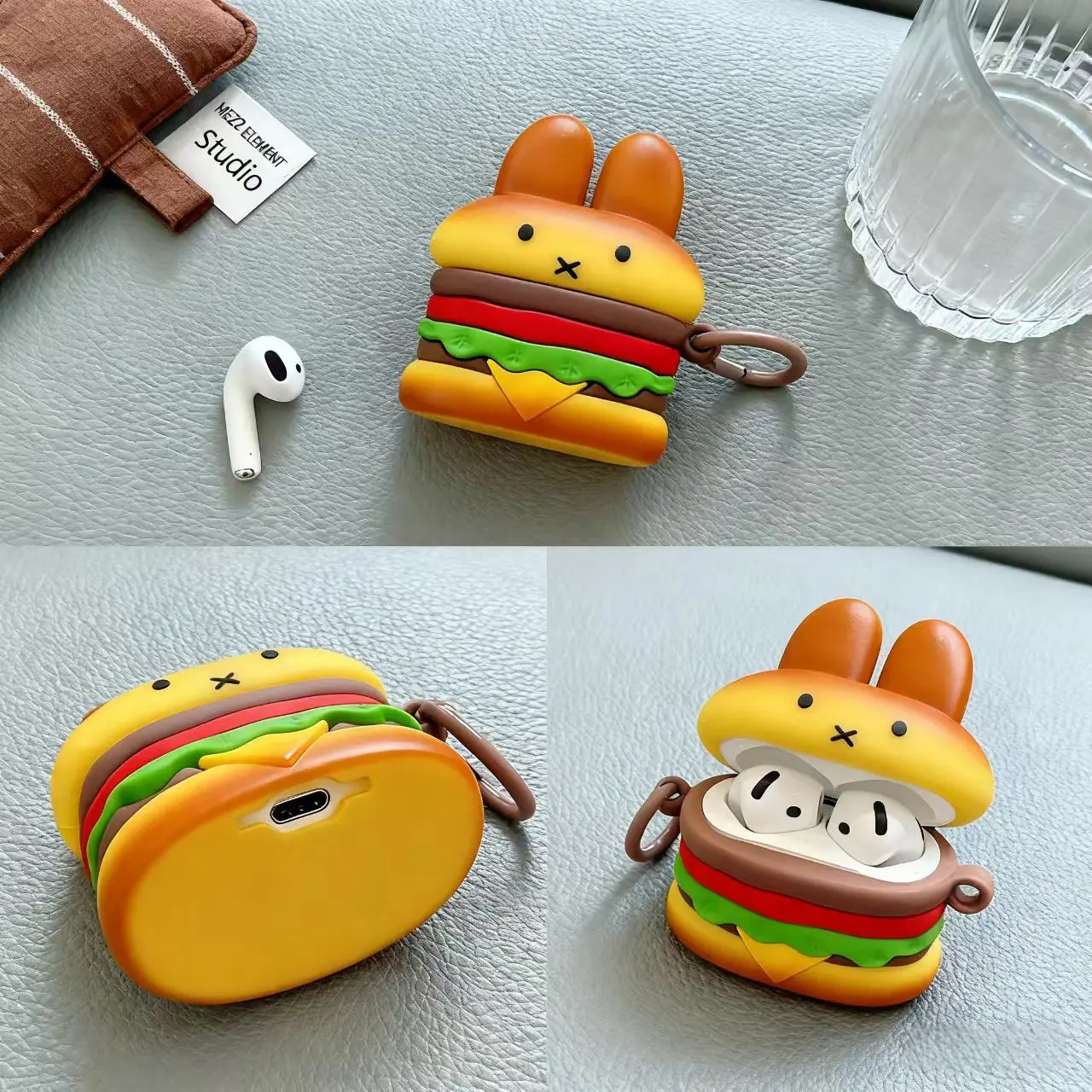 미피 토끼 이어폰 케이스 슈퍼 귀여운 애니메이션 영감 디자인 만화 창의적 버거 스타일 카와이 새로운 이어폰 케이스 소녀 선물