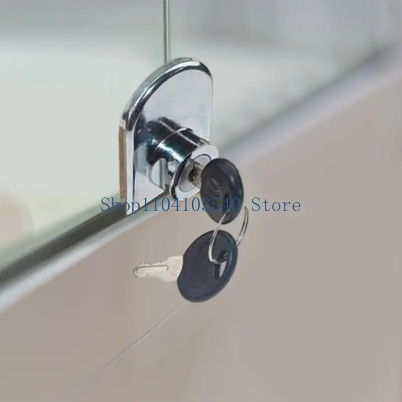 02DC 2Pcs Glass Door Lock With Keys For Display Cabinets No Drilling Required