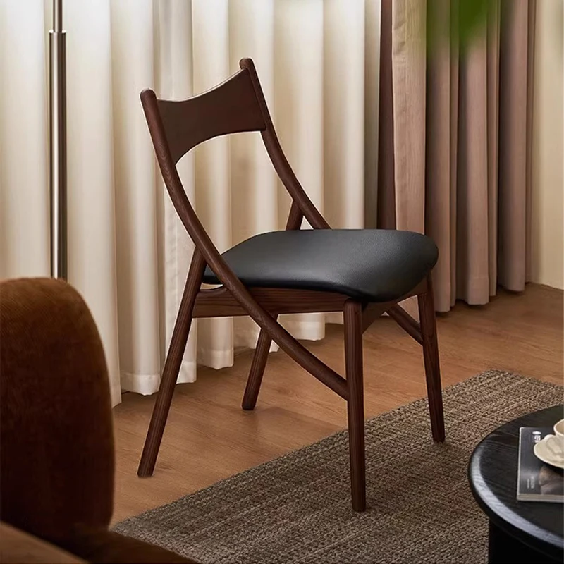 

solid wood dining chair household small apartment soft bag leisure back chair antique designer sedia da pranzo home furniture