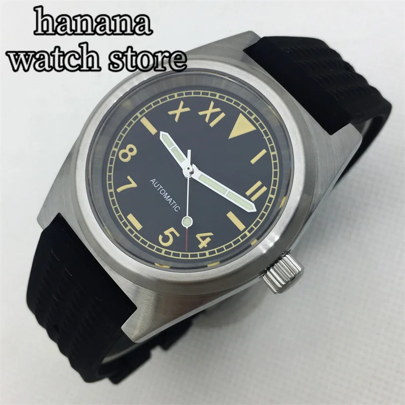 BLIGER/NO Logo 38mm Brushed Case Vintage California Dial Luminous Sapphire Glass NH35A Automatic Dive Watch For Men Rubber Strap