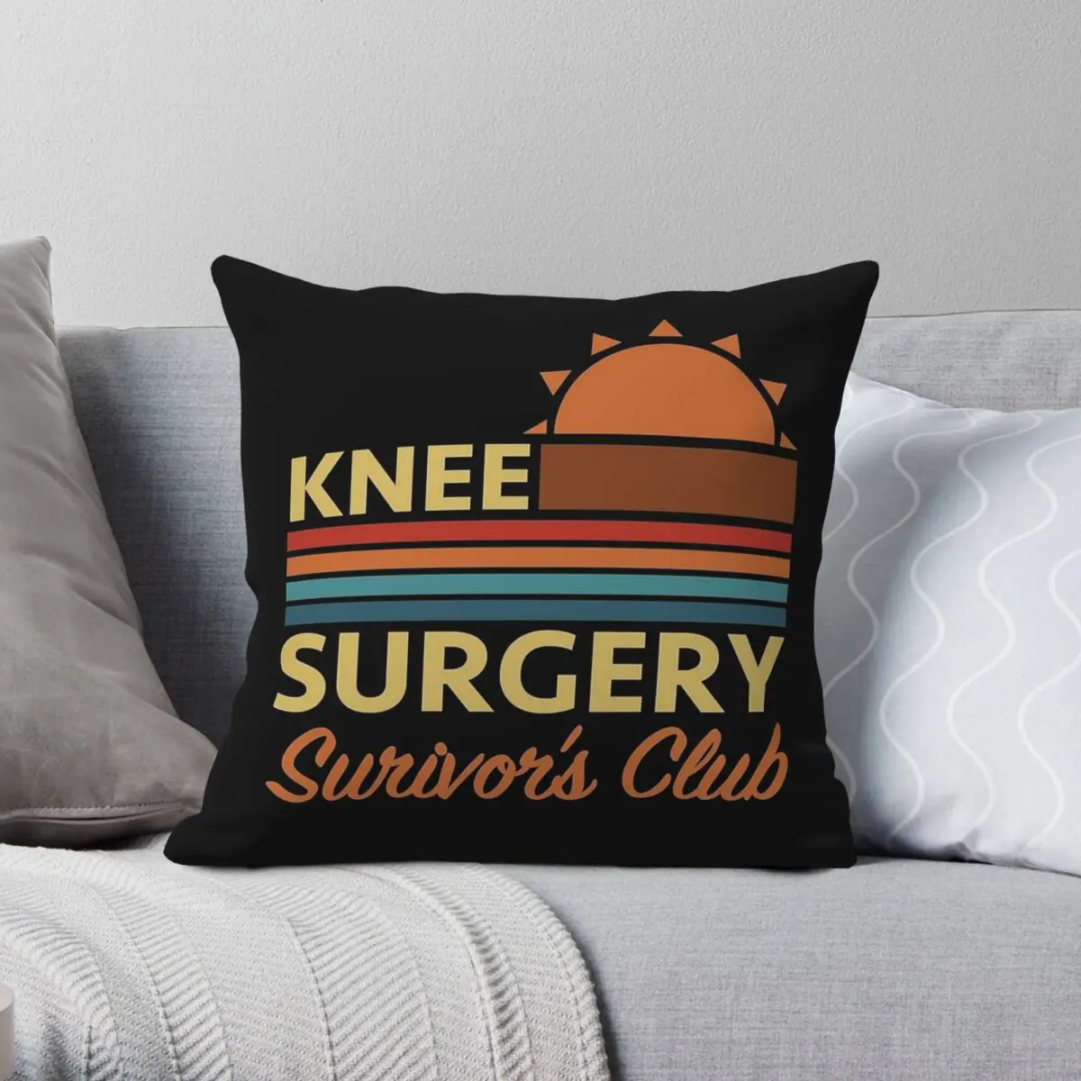 Knee Surgery Recovery Humor Square Pillowcase Polyester Linen Velvet Printed Zip Decorative Throw Pillow Case Home Cushion Cover