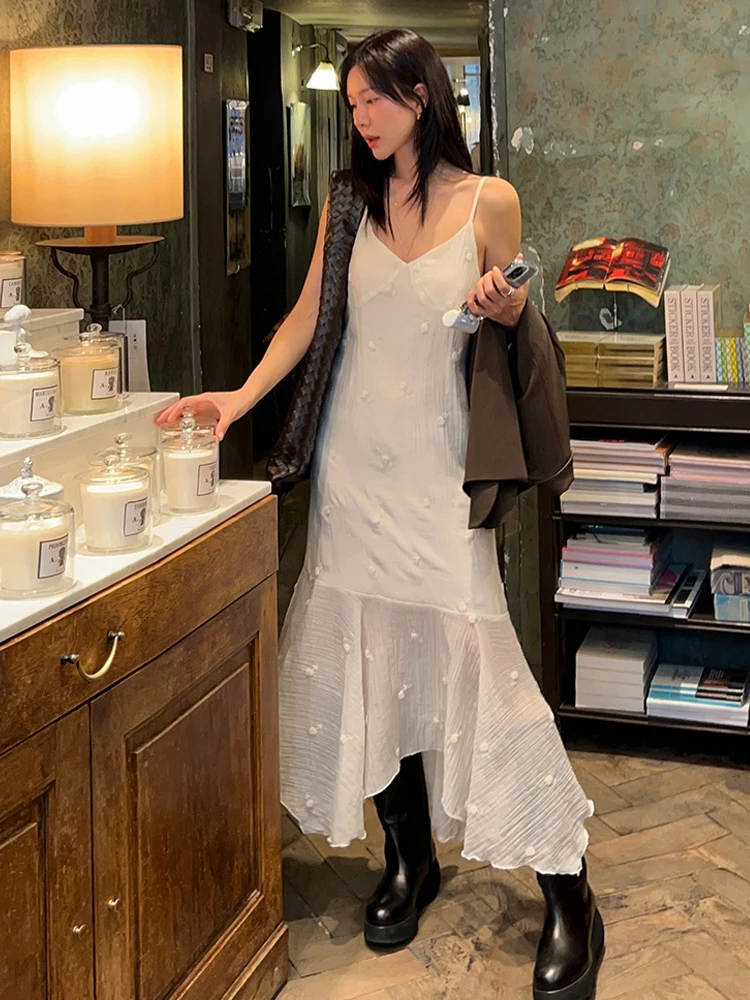 Ins Sle longue sangle v-ne Dr épissage irrégulier crochet droit fleur à lacets longue Dr Ciwalk été tissu doux