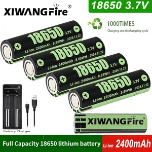 18650 Battery 3.7V Rechargeable 2400mAh Lithium Ion XIWANGFIRE Original Battery for Speaker Radio Toy Headlight Flashlight Torch