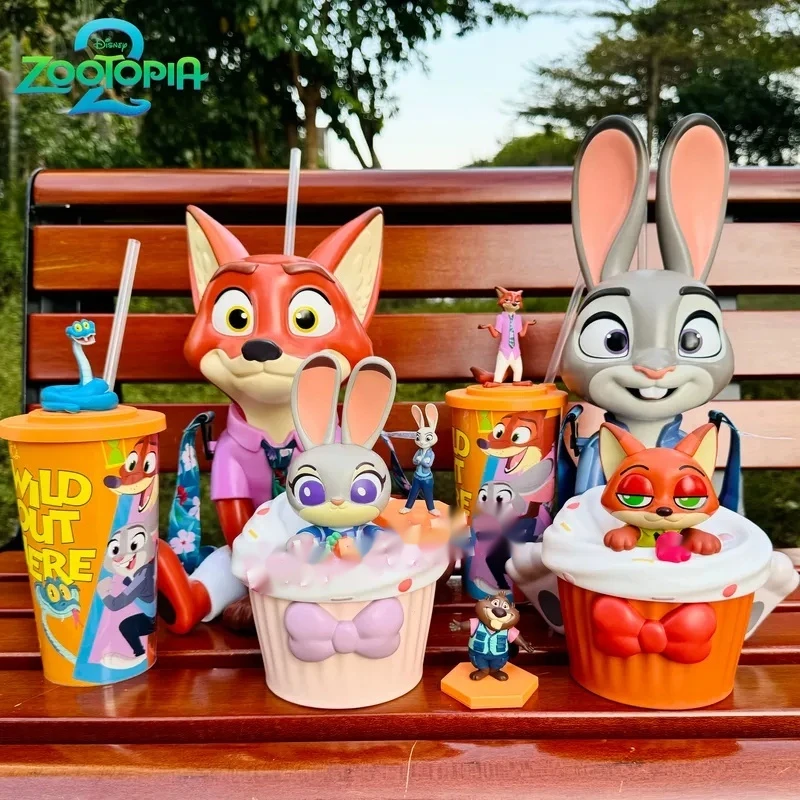 新しい本物のズートピア 2 漫画アクセサリーニックとジュディスカルプトかわいいカップ取り外し可能なストラップ人形水カップクリスマスギフト