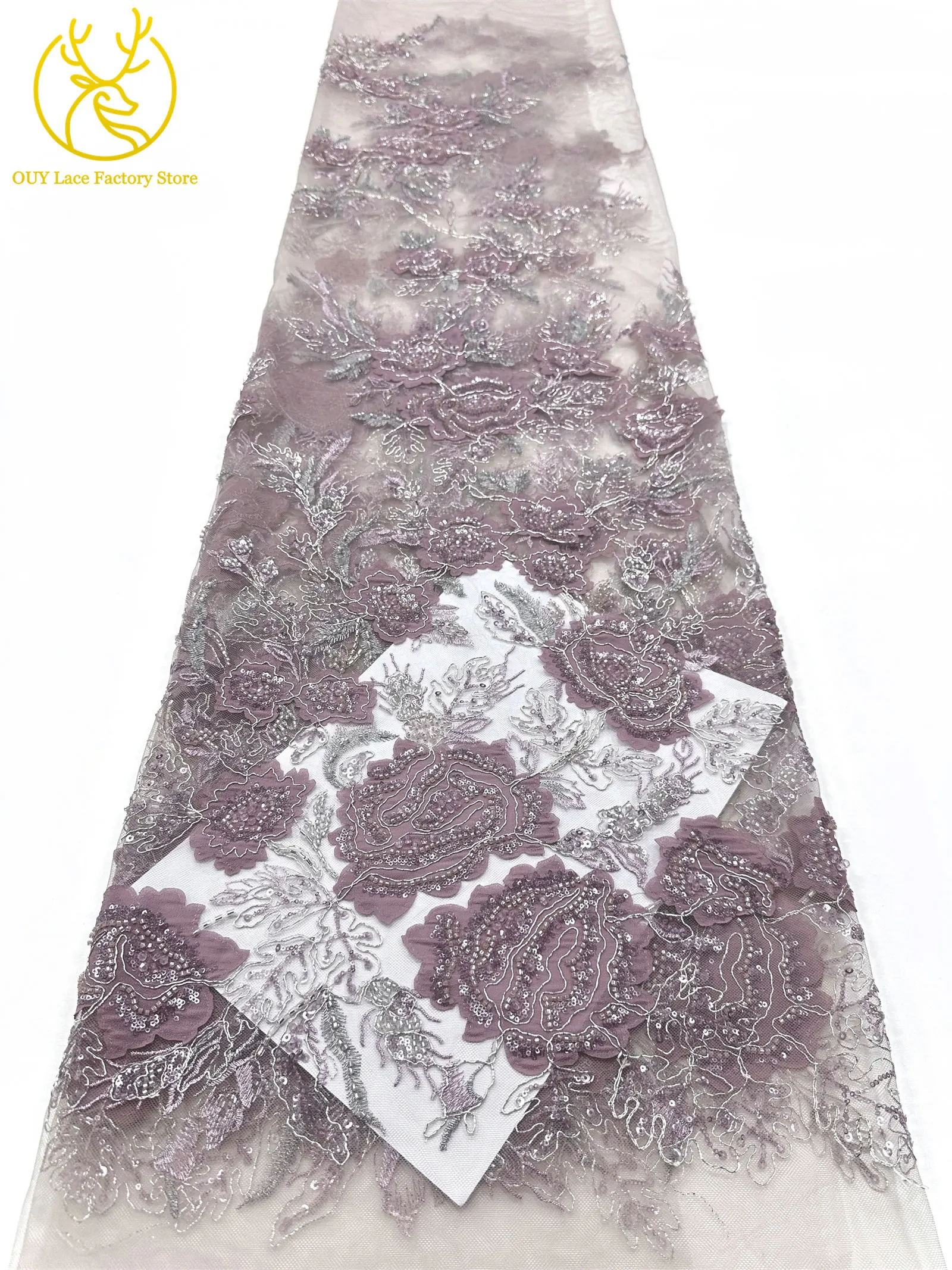 Modische Elegante Französische Brautkleid-Spitze mit Stickerei und Perlen 2026 Hochwertige Nigerianische Afrikanische Pailletten-Spitze für Hochzeitskleider – Detail 19